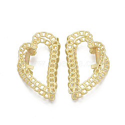 Alloy Claw Hair Clips, Long-Lasting Plated, Heart, Matte Gold Color, 74x45x35.5mm(PHAR-T002-01MG)