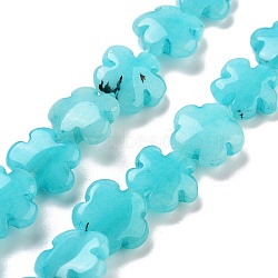 Natural Flower Amazonite Beads Strands, Dyed, Flower, 16x16x6mm, Hole: 1.4mm, about 25pcs/strand, 14.57~14.96 inch(37~38cm)(G-F769-T01-01)