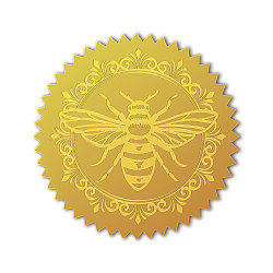 Self Adhesive Gold Foil Embossed Stickers, Medal Decoration Sticker, Bees, 5x5cm(DIY-WH0211-364)