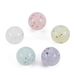 Marbled Stone Style Opaque Acrylic Beads, Round, Mixed Color, 15.5~16mm, Hole: 2mm(OACR-G009-01D)