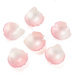 Acrylic Pendants, Petal, Pink, 19.5x18.5x5.5~7mm, Hole: 1.2mm(MACR-K354-07A)