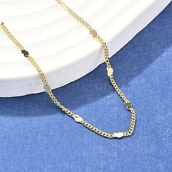 Brass Curb Chains with Heart Necklace for Women, Cadmium Free & Lead Free, Real 18K Gold Plated, 17.20 inch(43.7cm)(NJEW-P265-36G)