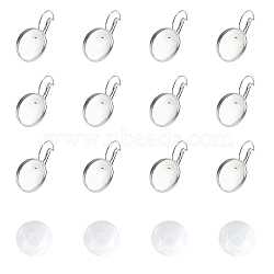 DIY Earring Making Kits, with 304 Stainless Steel Leverback Earring Findings and Transparent Glass Cabochons, Stainless Steel Color, Earring Findings: 28x18mm, Pin: 0.8mm, 30pcs/box(STAS-UN0006-19P)