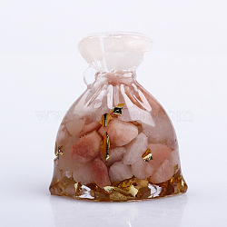 Resin Money Bag Display Decoration, with Natural Sunstone Chips inside Statues for Home Office Decorations, 46x25x50mm(PW-WG42704-01)