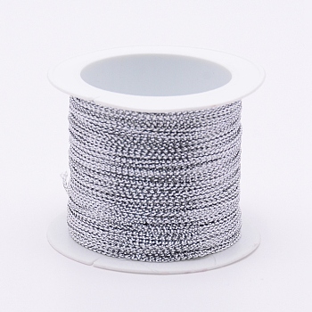 Metallic Cord, Metallic String, Jewelry Thread, Gift Packing Cord, for Wrapping, Hair Braiding and Craft Making, Silver, 0.5mm, 20m/roll