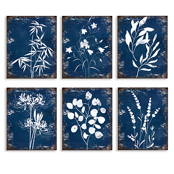Chemical Fiber Oil Canvas Hanging Painting, Home Wall Decoration, Rectangle, Plants Pattern, 250x200mm, 6 style, 1pc/style, 6pcs/set