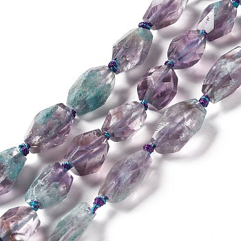 Natural Amethyst Beads Strands, Dyed, Faceted, Polygon, 15~24x11.5~12x10~13mm, Hole: 1.6mm, about 16~24pcs/strand, 16.54~17.13 inch(42~43.5cm)