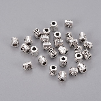 Tibetan Style Alloy Beads, Column, Cadmium Free & Nickel Free & Lead Free, Antique Silver, 6mm, Hole: 2.5mm