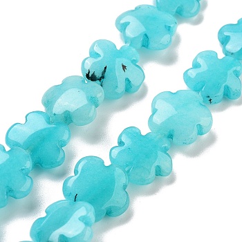 Natural Flower Amazonite Beads Strands, Dyed, Flower, 16x16x6mm, Hole: 1.4mm, about 25pcs/strand, 14.57~14.96 inch(37~38cm)