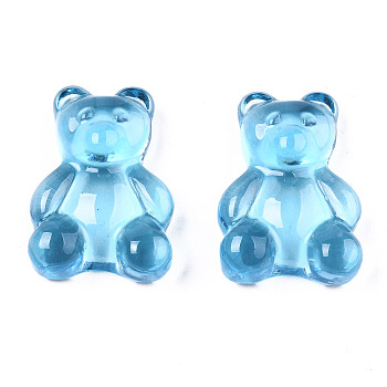Transparent Resin Cabochons, Bear, Light Sky Blue, 20x15x6~7mm