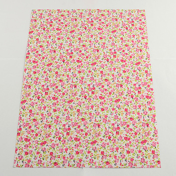 Flower Printed DIY Cloth Picture Stickers, with Adhesive Tape on the Other Side, Rectangle, Camellia, 297x210mm