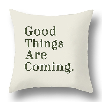 Green Series Nordic Style Geometry Abstract Polyester Throw Pillow Covers, Cushion Cover, for Couch Sofa Bed, Square, Word, 440x440mm