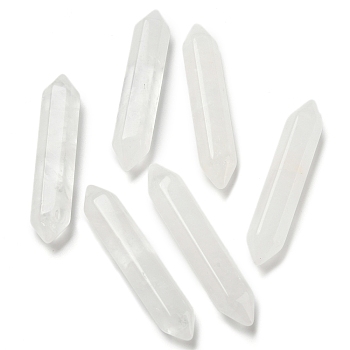 Olycraft 6Pcs Natural Quartz Crystal No Hole BeadsDouble Terminated Point, Faceted, 51~55x10.5~11x9.5~10mm