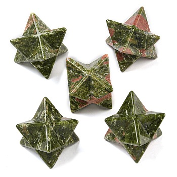 Natural Unakite Beads, No Hole/Undrilled, Merkaba Star, 25x25x25mm