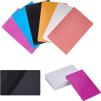 Aluminum Blank Thermal Transfer Business Cards, with Laciness & Rectangle Plastic Box, Mixed Color, 86x54x0.5mm, 6pcs