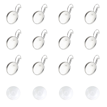 DIY Earring Making Kits, with 304 Stainless Steel Leverback Earring Findings and Transparent Glass Cabochons, Stainless Steel Color, Earring Findings: 28x18mm, Pin: 0.8mm, 30pcs/box