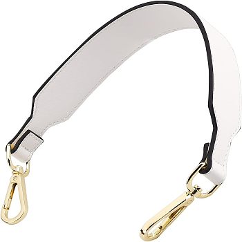 PU Leather Bag Handles, with Alloy Swivel Clasps, for Bag Replacement Accessories, White, 41.4x3.6x0.3cm