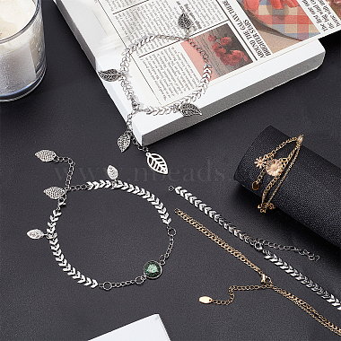 12Pcs 2 Style 304 Stainless Steel  Chain & Brass Cable Chain Bracelet Making(AJEW-NB0003-26)-5