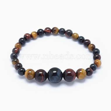 Natural Tiger Eye Graduated Beads Necklaces and Bracelets Jewelry Sets(SJEW-L132-09)-5