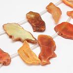 Dyed Natural Agate Nuggets Beads Strands, Goldenrod, 19~30x30~56x5~9mm, Hole: 2mm, about 13~15pcs/strand, 15.3 inch(G-E331-08D)