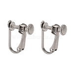 Tarnish Resistant 304 Stainless Steel Clip-on Earring Settings, Stainless Steel Color, Tray: 3.5mm, 13~14x12~13x5mm(X-STAS-Q227-01)