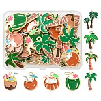 40Pcs 8 Styles Alloy Enamel Pendants, Coconut Tree Charms, Light Gold, 17.1~26.5x13~22x1~2.5mm, Hole: 1.2~2mm, 5pcs/style(ENAM-YW0008-84)