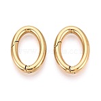 304 Stainless Steel Spring Gate Rings, Oval, Ion Plating(IP), Real 18K Gold Plated, 24x17x4mm(STAS-N115-72B-G)