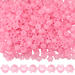 600Pcs Transparent Acrylic Bead Caps, Tulip Flower, Lily of the Valley, Frosted, Pearl Pink, 10x6mm, Hole: 1.5mm(FACR-SC0001-02)