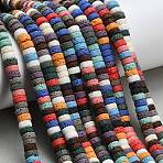 Synthetic Lava Rock Beads Strands, Dyed, Disc, Heishi Beads, Mixed Color, 6~6.5x3mm, Hole: 0.8mm, about 119pcs/strand, 14.76''(37.5cm)(G-A317-A01-01)