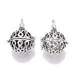 Rack Plating Brass Cage Pendants, Nickel Free, For Chime Ball Pendant Necklaces Making, Hollow Round with Infinity, Antique Silver, 29x26x21.5mm, Hole: 6x8mm, inner measure: 18mm(KK-S751-005AS)