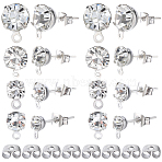 160Pcs 4 Size Alloy Crystal Rhinestone Stud Earring Finding, with Horizontal Loops and 160Pcs Brass Ear Nuts, Platinum, 4~8mm, 40Pcs/size(ALRI-SP0001-01P)
