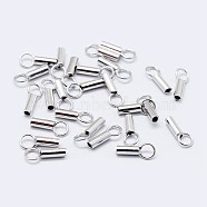 925 Sterling Silver Cord Ends, Platinum, 7.5~8.5x3.5mm, Hole: 3mm, Inner Diameter: 3mm(STER-F036-21P-3mm)
