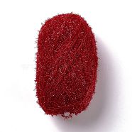 Polyester Crochet Yarn, Sparkling Scrubby Yarn, for Dish Scrubbies, Dishcloth, Decorating Crafts Knitting, Brown, 10~13x0.5mm, 218.72 yard(200m)/roll(OCOR-G009-01O)