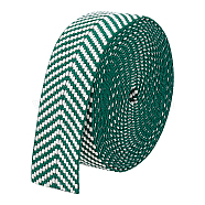 Polycotton Arrow Print Jacquard Ribbons, Twill Tape Ribbon, Herringbone Ribbon, Flat, Green, 1-1/2 inch(38mm), about 5.00 Yards(4.57m)/Strand(SRIB-WH0011-113C)