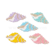 Handmade Japanese Seed Beads, Loom Pattern, Conch, Mixed Color, 20x13.5x2mm(PALLOY-MZ00003)