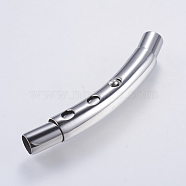 304 Stainless Steel Bayonet Clasps, Tube, Stainless Steel Color, 40x6mm, Hole: 4mm(STAS-P188-07P-4mm)