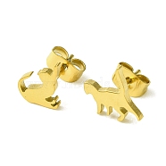 Cute Little Animal Theme 304 Stainless Steel Stud Earrings, Cat Shape, 10x8mm(EJEW-B041-02D-G)