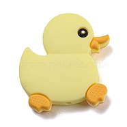 Silicone Focal Beads, Silicone Teething Beads, Baby Toy, Duck, Light Goldenrod Yellow, 31x29x8mm, Hole: 2mm(SIL-P008-A03)