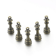 Alloy Chess Pendants, Queen Chess Pieces, Antique Bronze, 23x7.5mm, Hole: 1.5mm(PALLOY-H201-06AB)