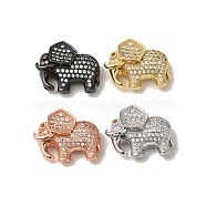 Brass Cubic Zirconia Beads, Elephant, Mixed Color, 17x22x8mm, Hole: 2mm(ZIRC-F001-148)