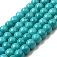 Natural Howlite Beads Strands, Dyed, Rondelle, Turquoise, 12~12.5x9.5~10mm, Hole: 1mm, about 40pcs/strand, 15.47~15.67''(39.2~39.8cm)(G-B049-C01-07A)
