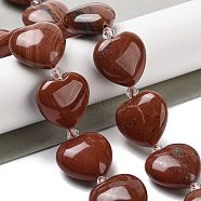 Natural Red Jasper Beads Strands, Heart, with Seed Beads, 19~19.5x20x10mm, Hole: 1.5mm, about 17pcs/strand, 15.75 inch(40cm)(G-C150-A19-01)