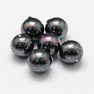 Shell Pearl Beads, Grade A, Round, Half Drilled, Black, 14mm, Hole: 1.2mm(BSHE-L031-02-14mm)