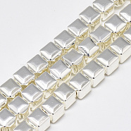 Electroplate Non-magnetic Synthetic Hematite Beads Strands, Cube, Silver Plated, 6x6x6mm, Hole: 2mm, about 70pcs/strand, 16.1 inch(G-Q465-41S)