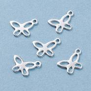 201 Stainless Steel Charms, Butterfly, Hollow, Silver, 7.5x11x0.8mm, Hole: 1.2mm(STAS-F192-055S)