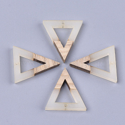 Resin & Walnut Wood Pendants, Triangle, WhiteSmoke, 27.5x24x3.5mm, Hole: 1.8mm(RESI-S358-56B)