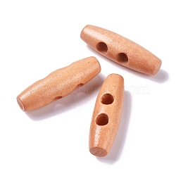 Natural Wood Buttons, Horn Toggle Buttons, 2-Hole, for Sewing Accessories, Sandy Brown, 40x11mm, Hole: 6mm(WOOD-WH0100-01C)