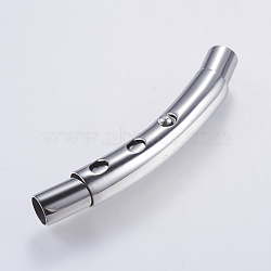 Tarnish Resistant 304 Stainless Steel Bayonet Clasps, Tube, Stainless Steel Color, 40x6mm, Hole: 4mm(STAS-P188-07P-4mm)