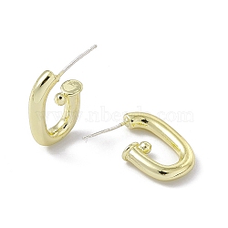 Rack Plating Alloy Stud Earring Findings, Half Hoop Earring Findings, with 925 Sterling Silver Pins, Cadmium Free & Lead Free, Oval, Light Gold, 20.5x14.5x4.5mm, Pin: 0.8mm(FIND-I030-15LG)