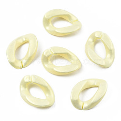 Spray Painted Acrylic Linking Rings, Rubberized Style, Quick Link Connectors, for Curb Chains Making, Twist, Light Goldenrod Yellow, 24x17x5mm, Inner Diameter: 13x6.5mm, about 720pcs/500g(MACR-S280-06C-05)